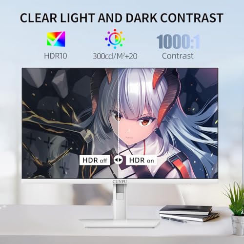 CUNPU 27 Inch White 180Hz Gaming Monitor, QHD 2560x1440 Fast IPS